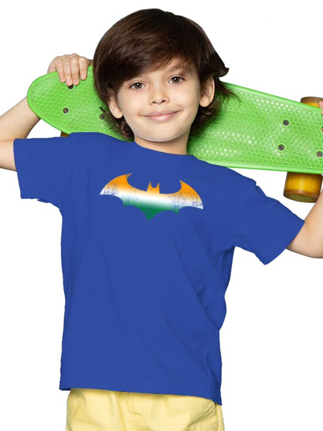 

BRATMA Kids Navy Blue Printed Extended Sleeves Applique T-shirt