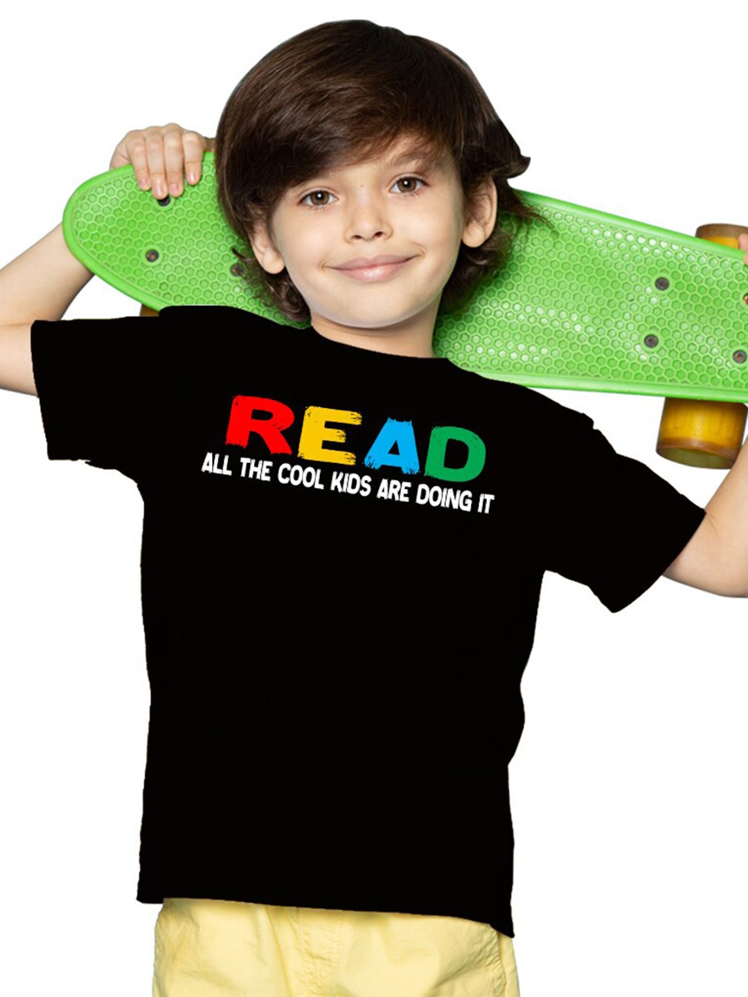 

BRATMA Boys Round Neck Short Sleeves Typography Printed Causal Tshirt, Black