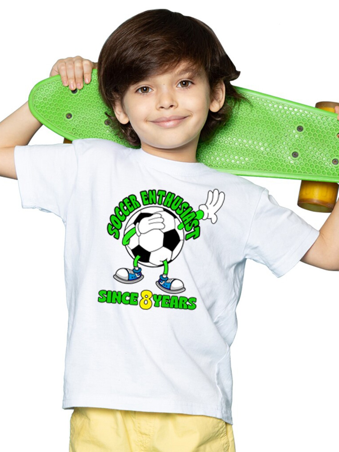 

BRATMA Kids Printed Round Neck Cotton T-shirt, White