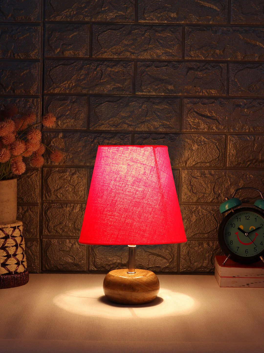 

Devansh Red Wooden Frustum Table Lamp