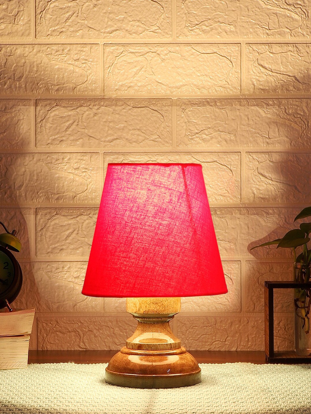 

Devansh Red Wooden Frustum Table Lamp