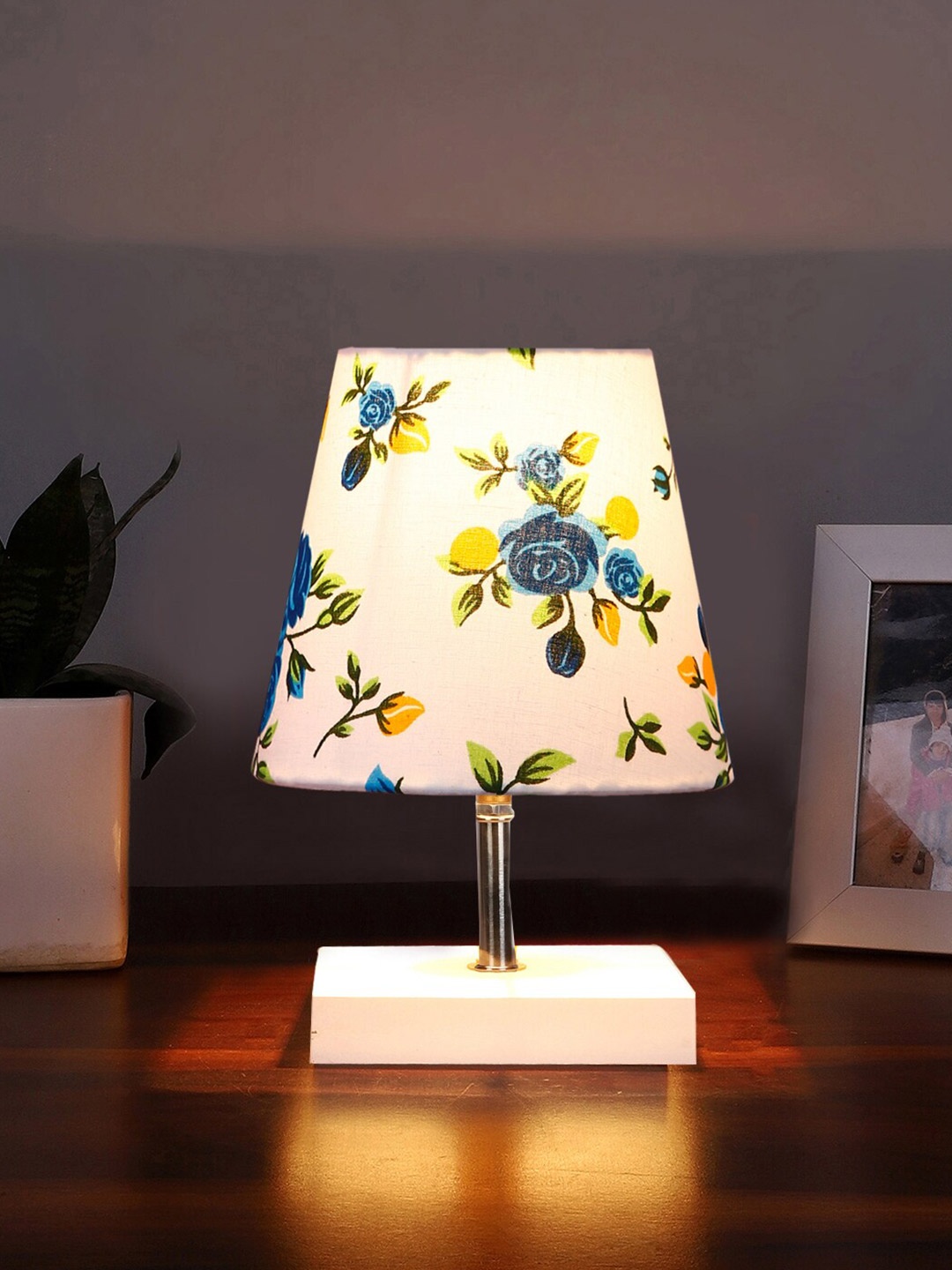 

Devansh White & Blue Wooden Frustum Table Lamp