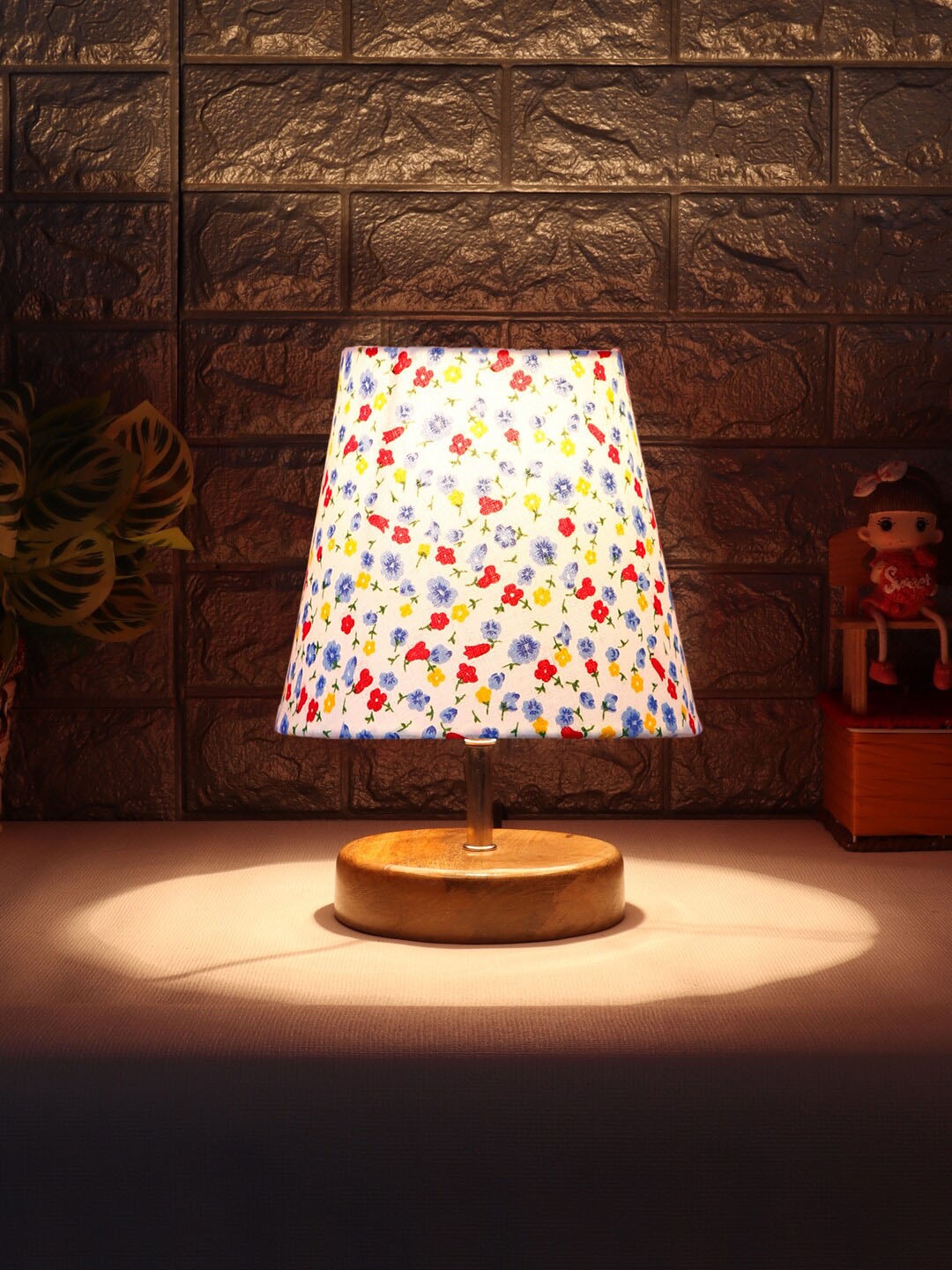 

Devansh White & Red Printed Table Lamp