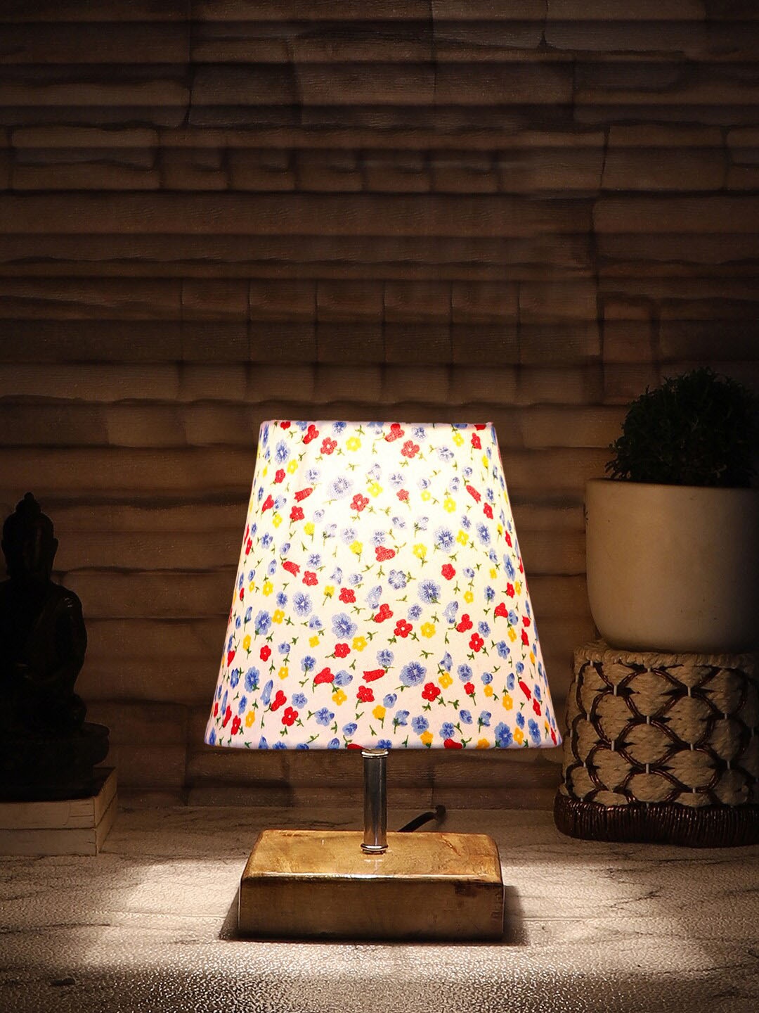 

Devansh White & Red Printed Table Lamp