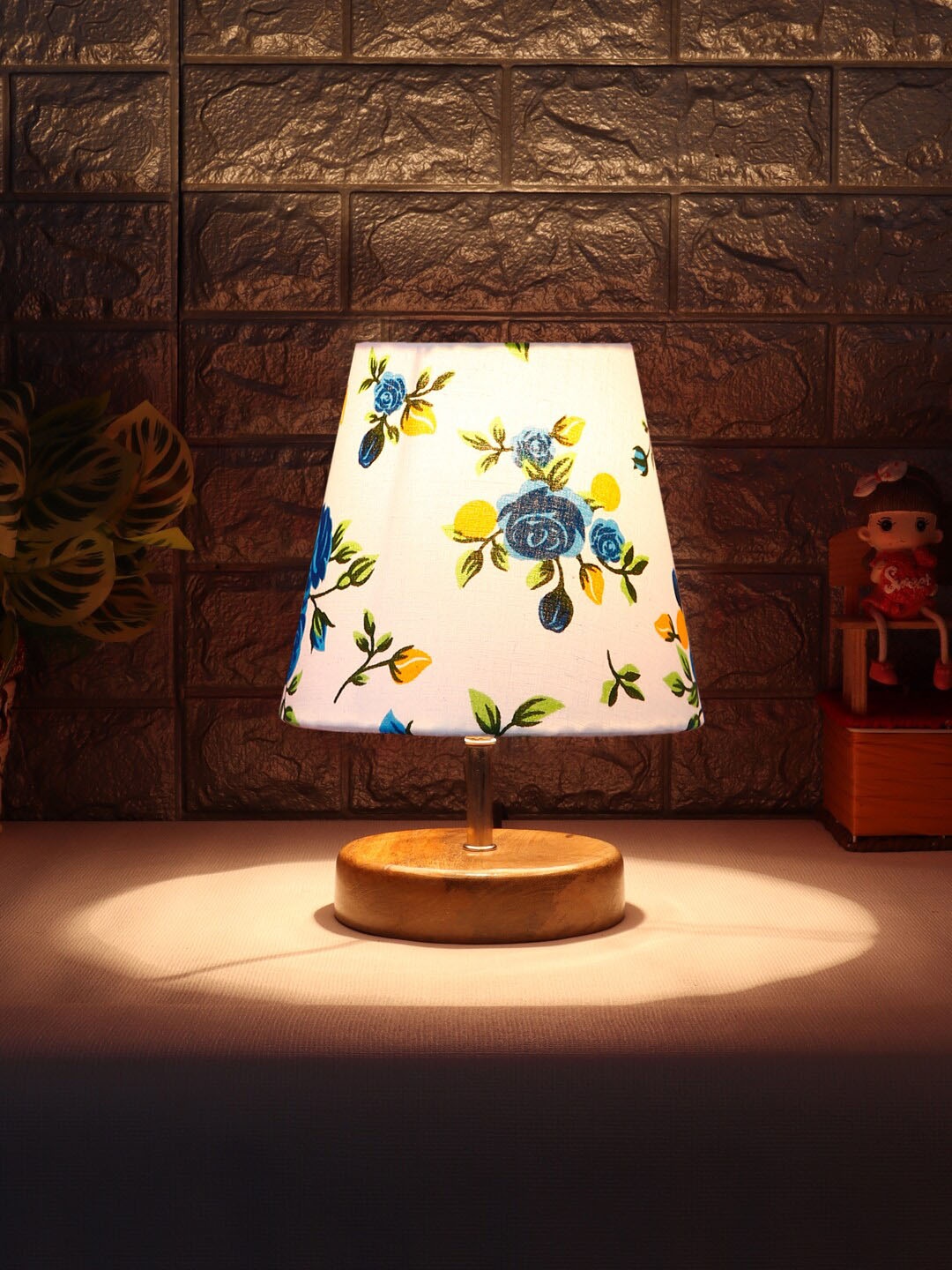 

Devansh White & Blue Printed Table Lamp