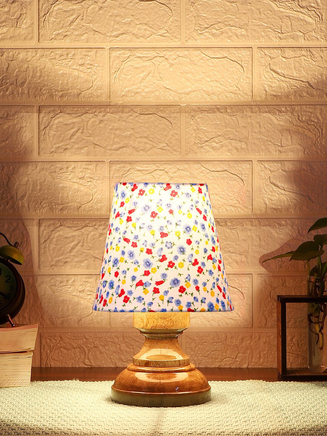 

Devansh White & Blue Printed Table Lamp