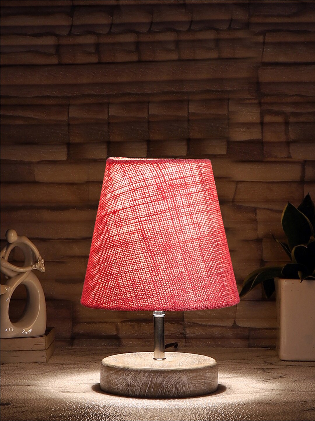 

Devansh Pink Textured Frustum Wooden Table Lamp