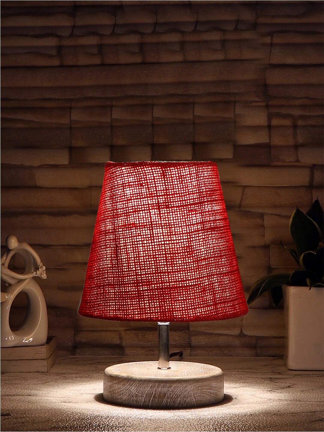 

Devansh Maroon Textured Frustum Wooden Table Lamp