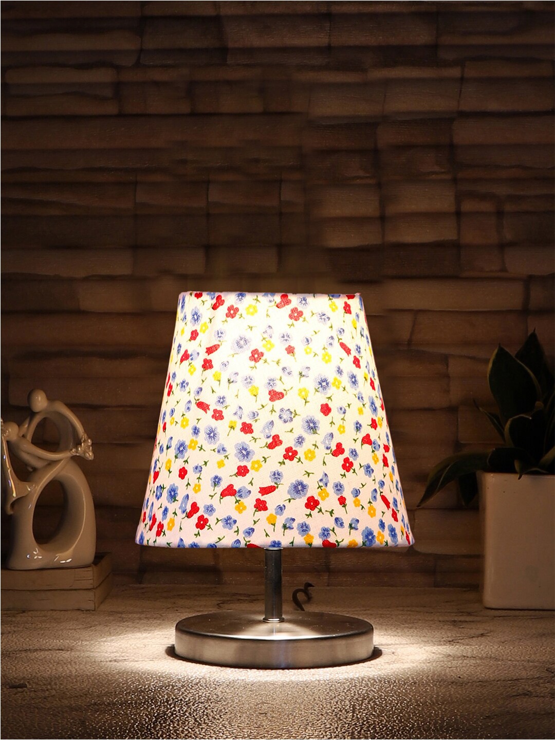 

Devansh White Floral Printed Metal Table Lamp