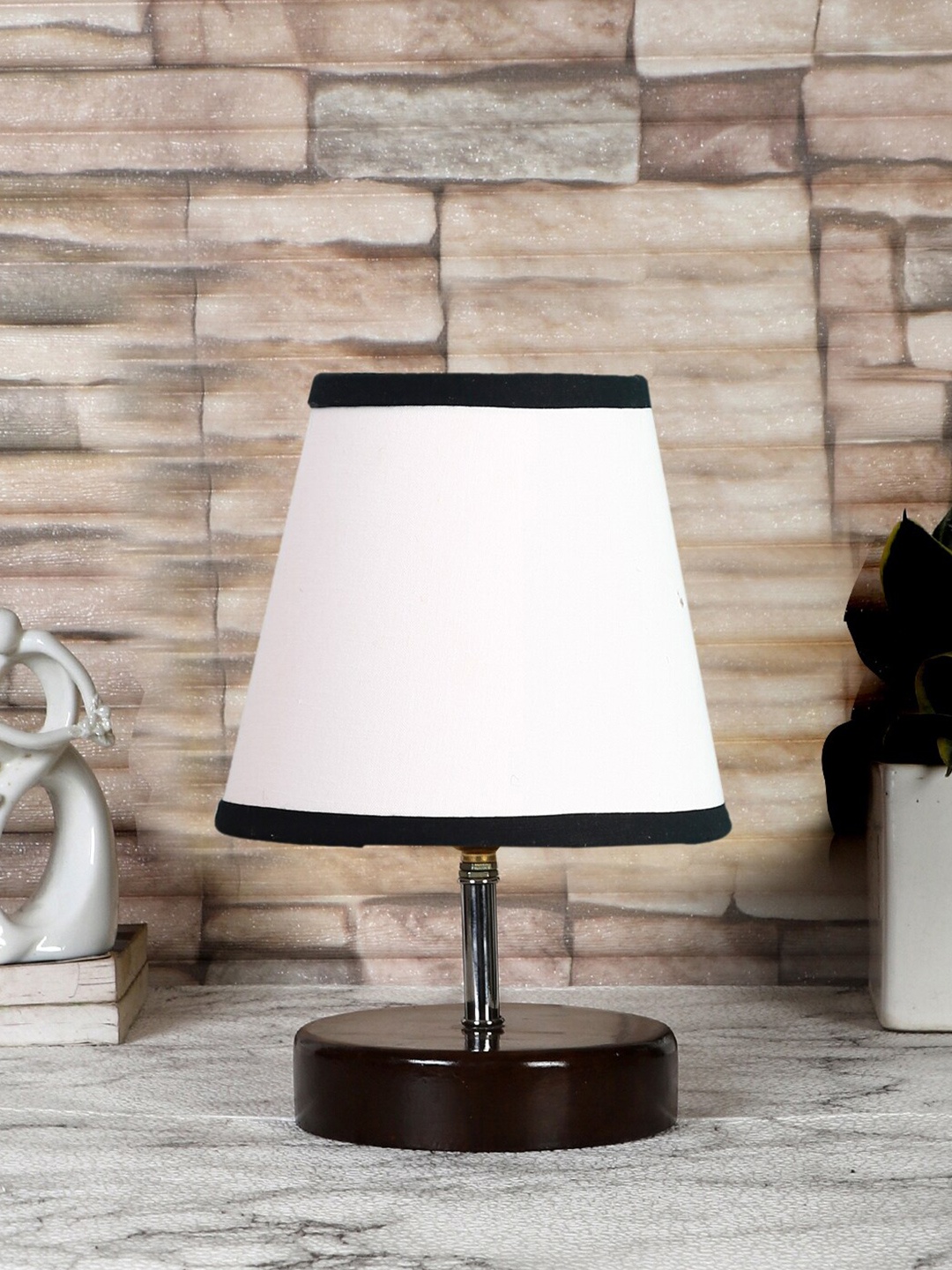 

Devansh White & Brown Wooden Contemporary Table Lamp