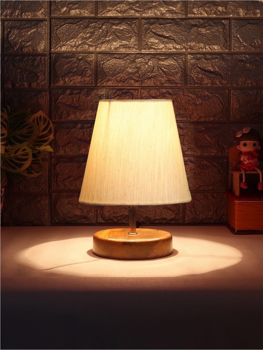 

Devansh White & Beige Wooden Contemporary Table Lamp