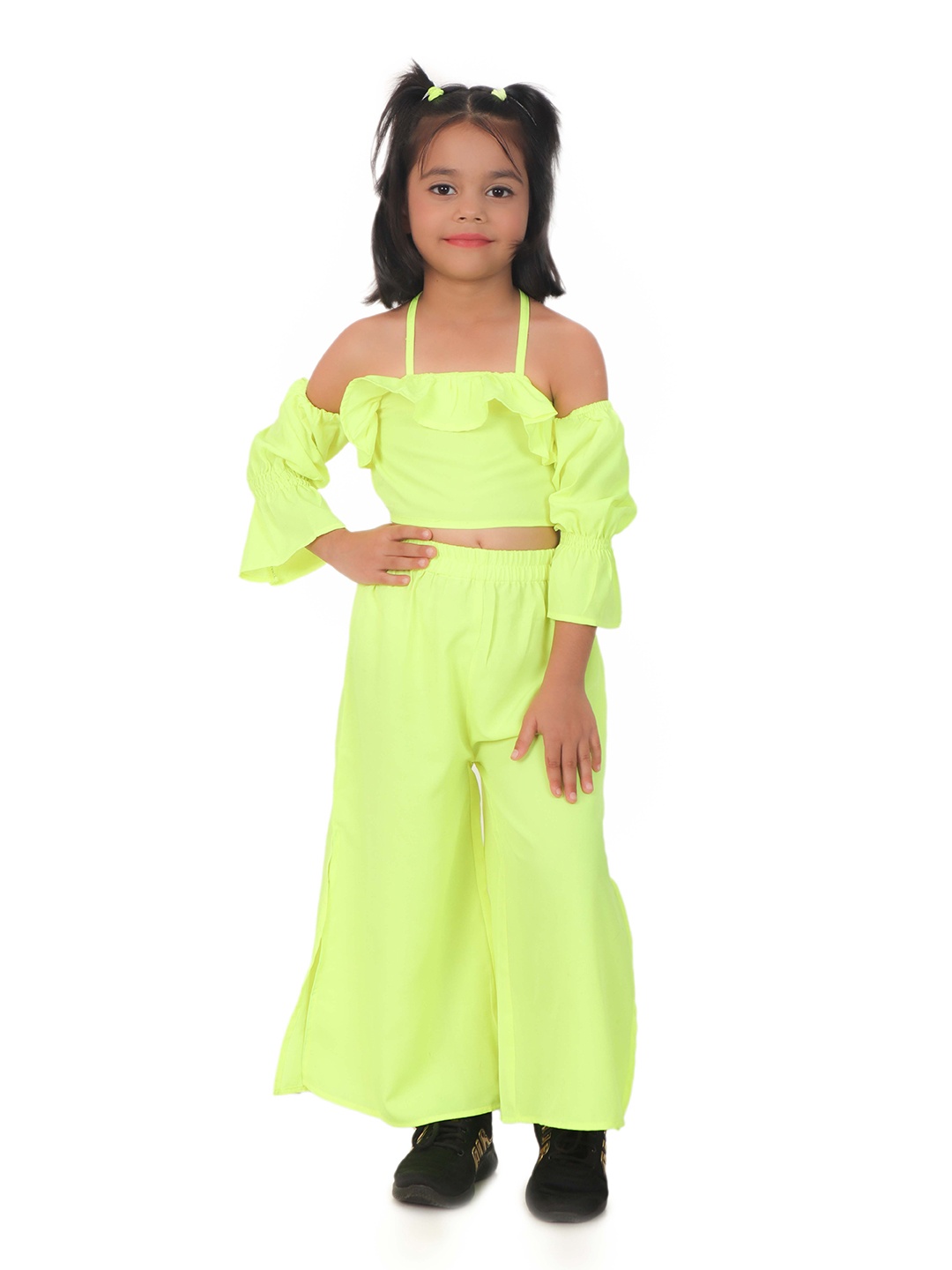

R Cube Girls Crop Top with Palazzo, Green