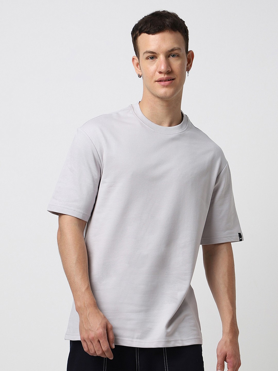 

Bewakoof Blue Round Neck Short Sleeves Cotton Oversized T-shirt