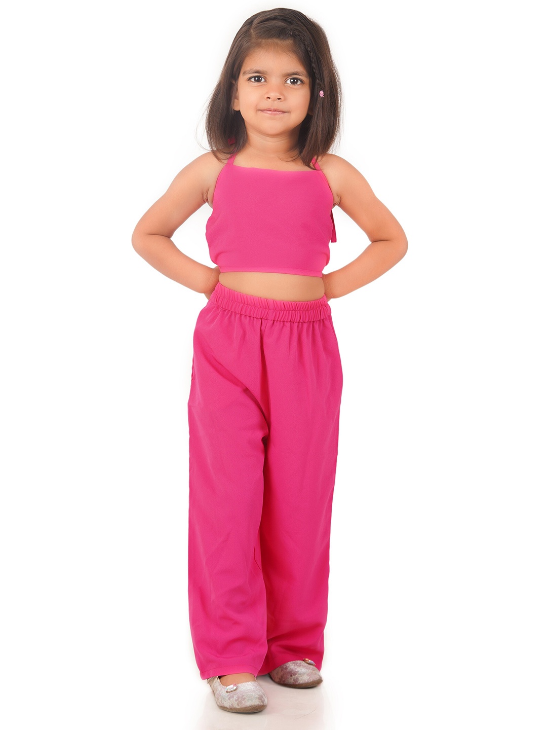 

R Cube Girls Crop Top with Palazzo, Pink