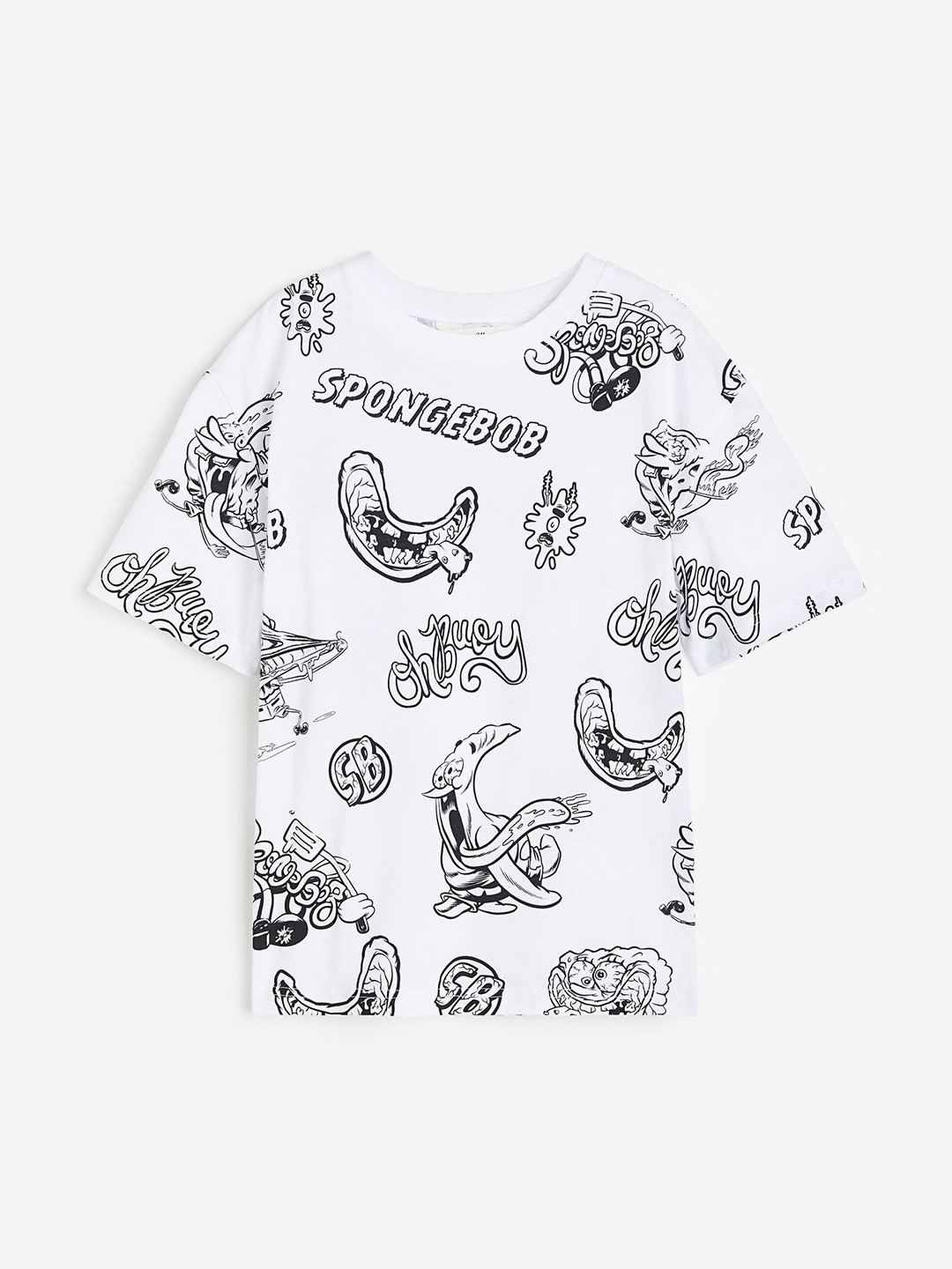 

H&M Boys SpongeBob Pure Cotton Printed T-Shirt, White