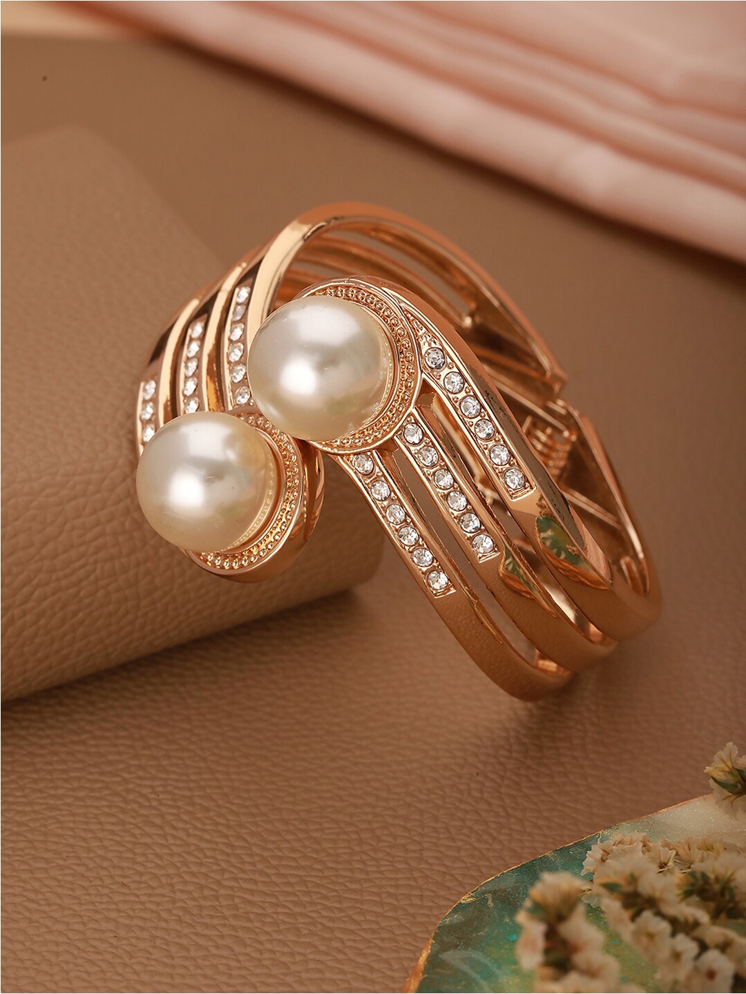 

Jazz and Sizzle Women Gold-Plated Cubic Zirconia Cuff Bracelet