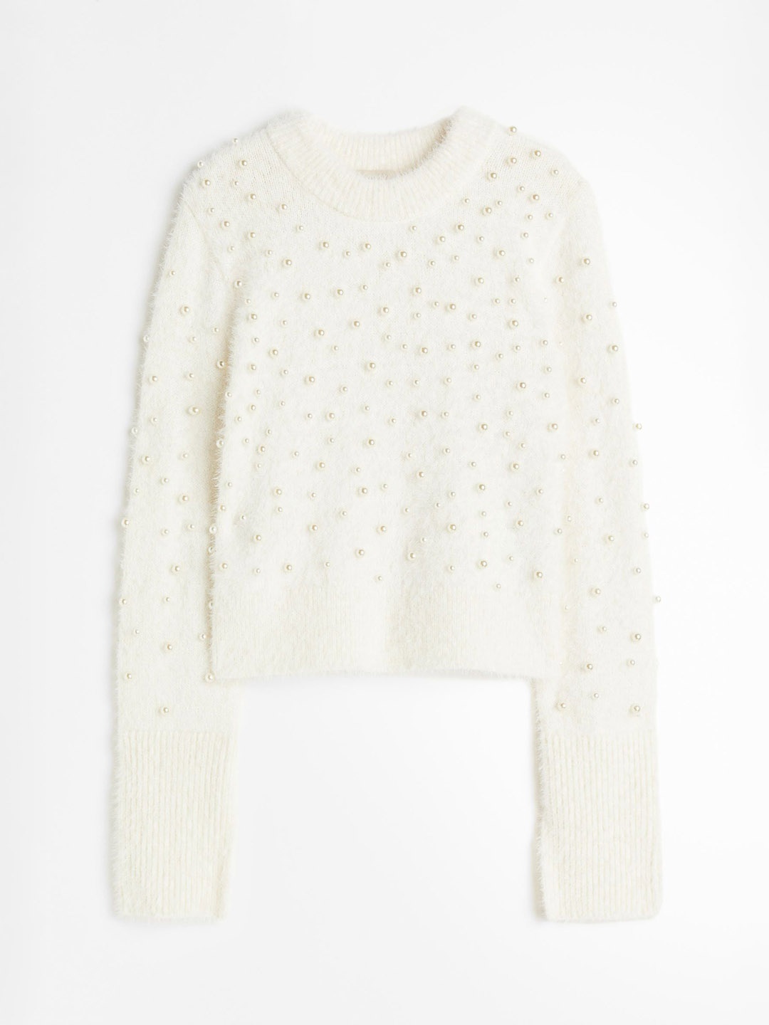 

H&M Women Bead-Embellished Jumper, White