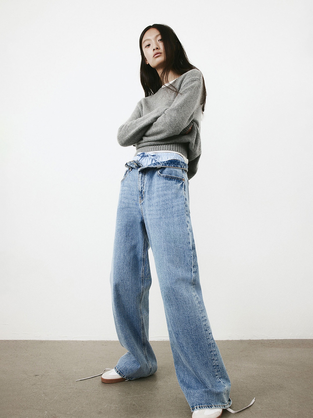 

H&M Women Wide High Jeans, Blue