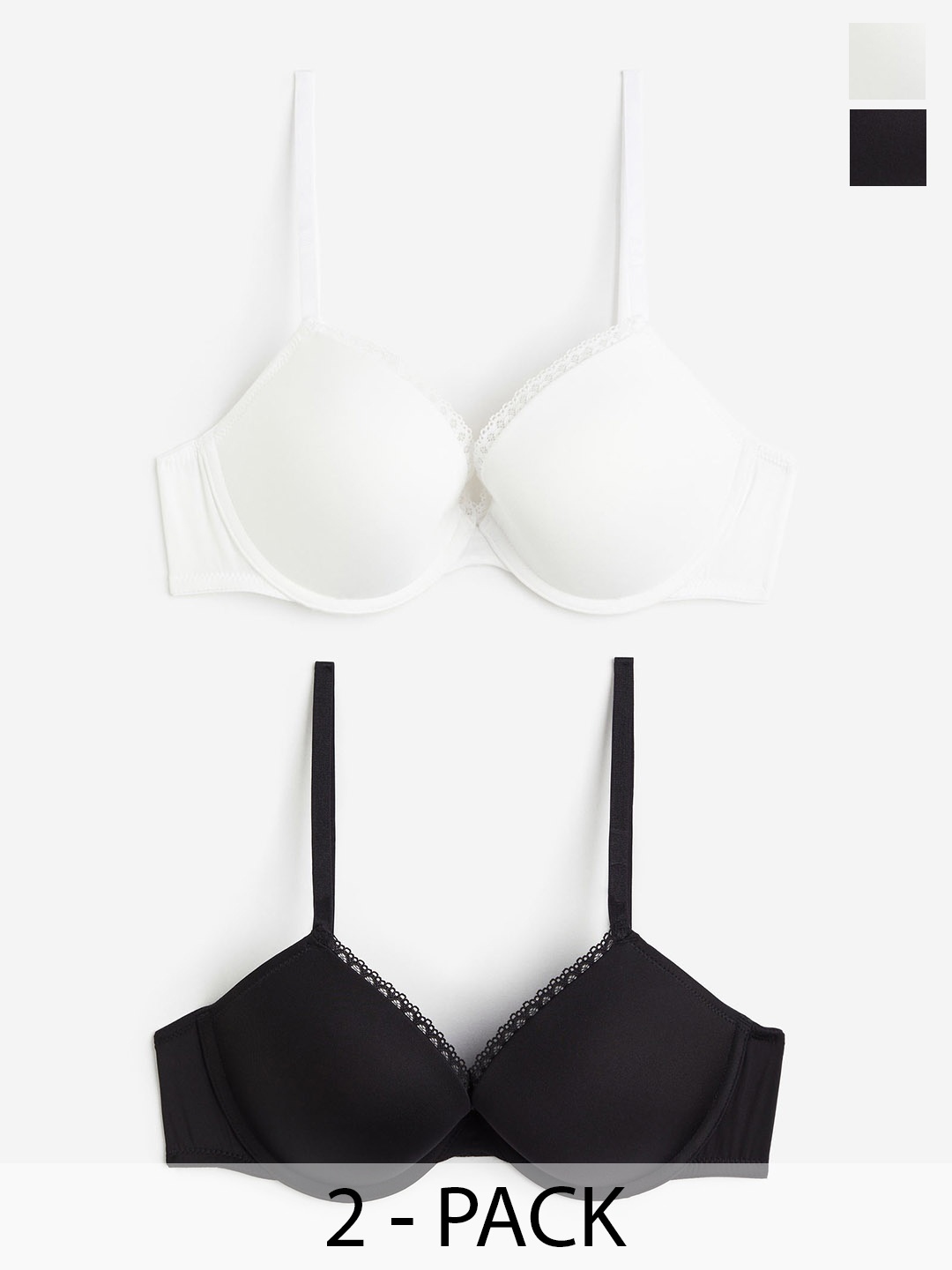 

H&M Women 2-Pack Microfibre Push-Up Bras, Black