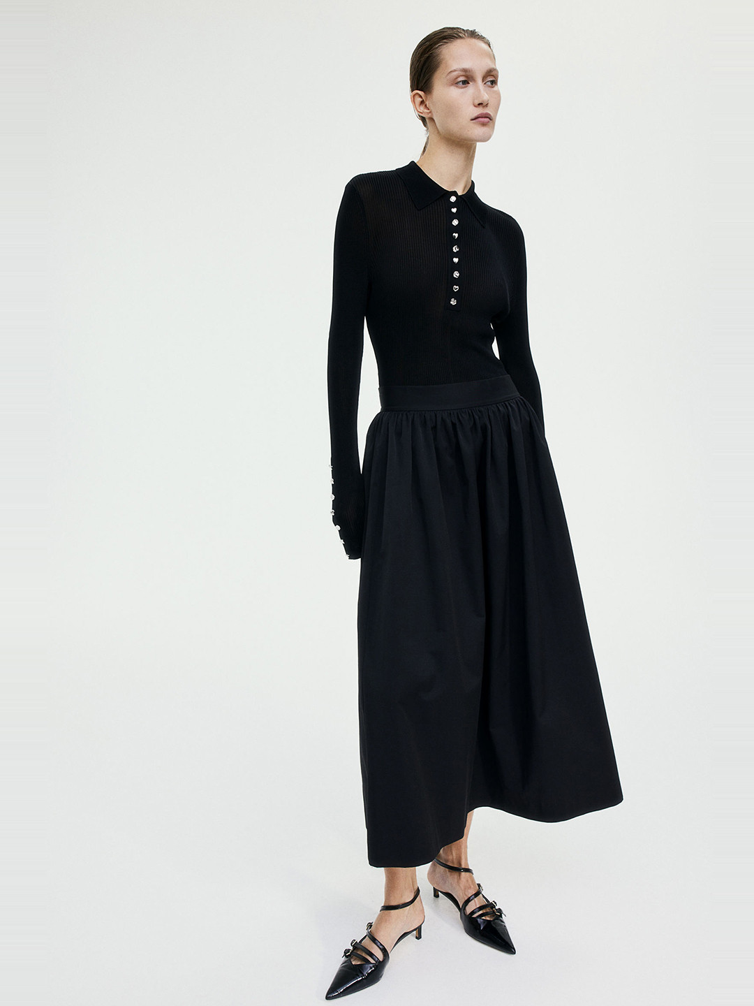 

H&M A-Line Skirt, Black
