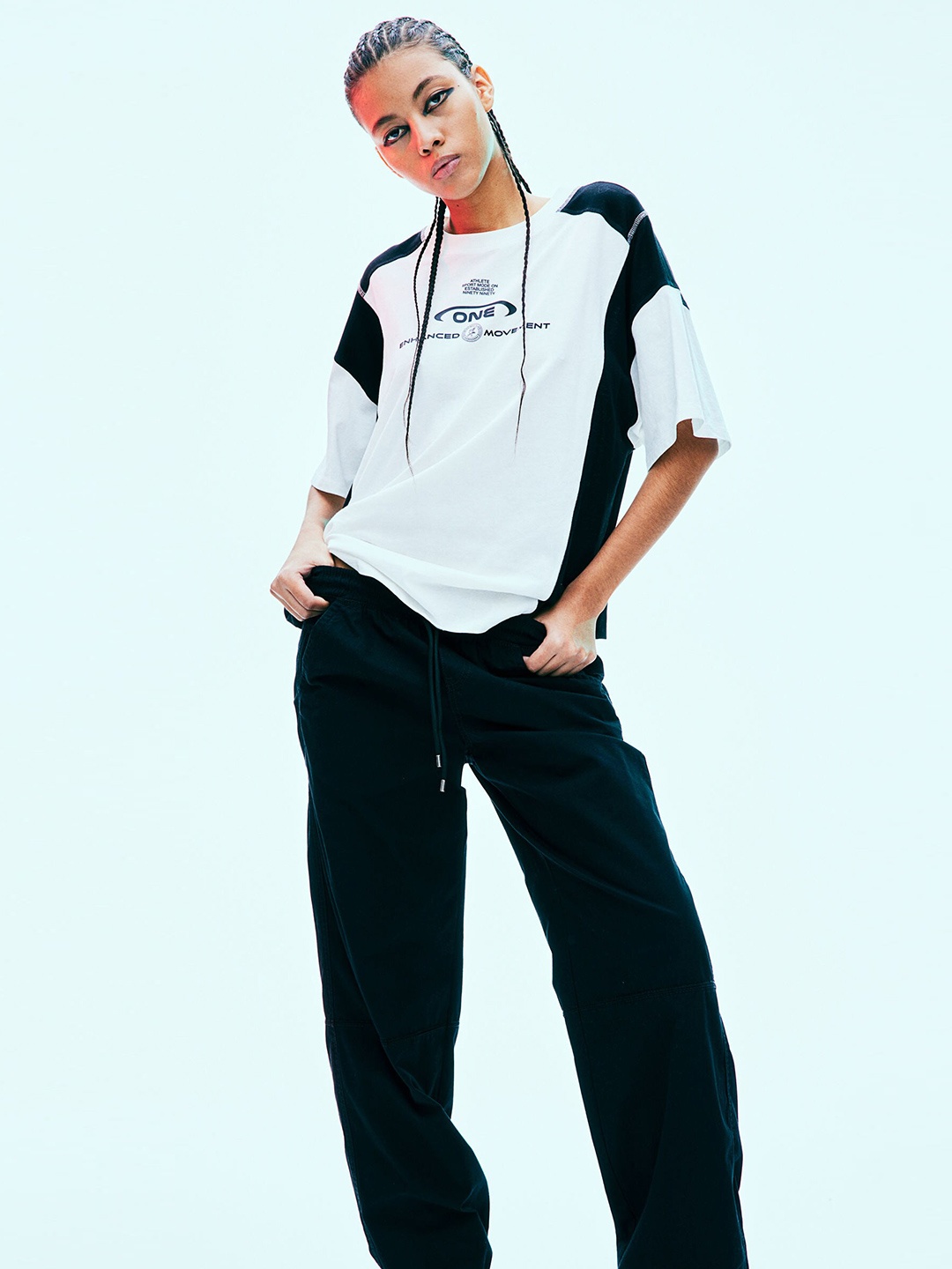 

H&M Women Pure Cotton Low-Waisted Pull-On Trousers, Black