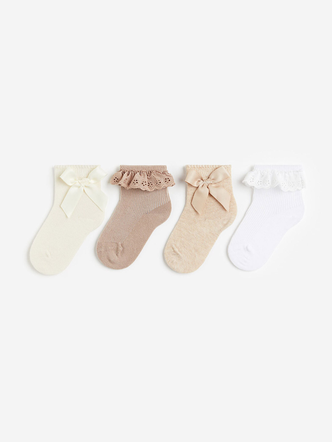 

H&M Girls 4-Pack Socks, Beige