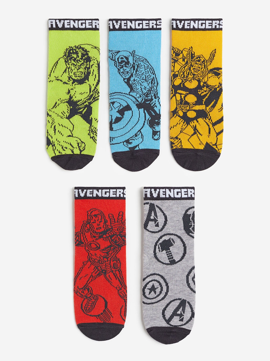 

H&M Boys 5-Pack Avengers Patterned Socks, Blue