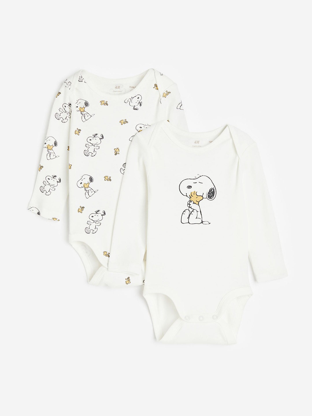 

H&M Boys 2-Pack Long-Sleeved Bodysuits, White