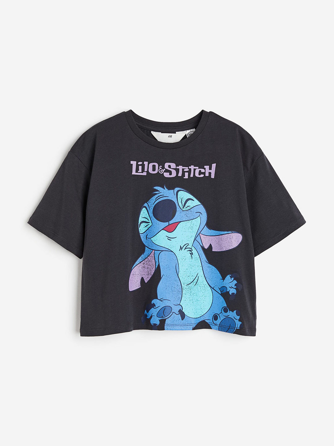 

H&M Girls Printed Pure Cotton Tshirt, Grey