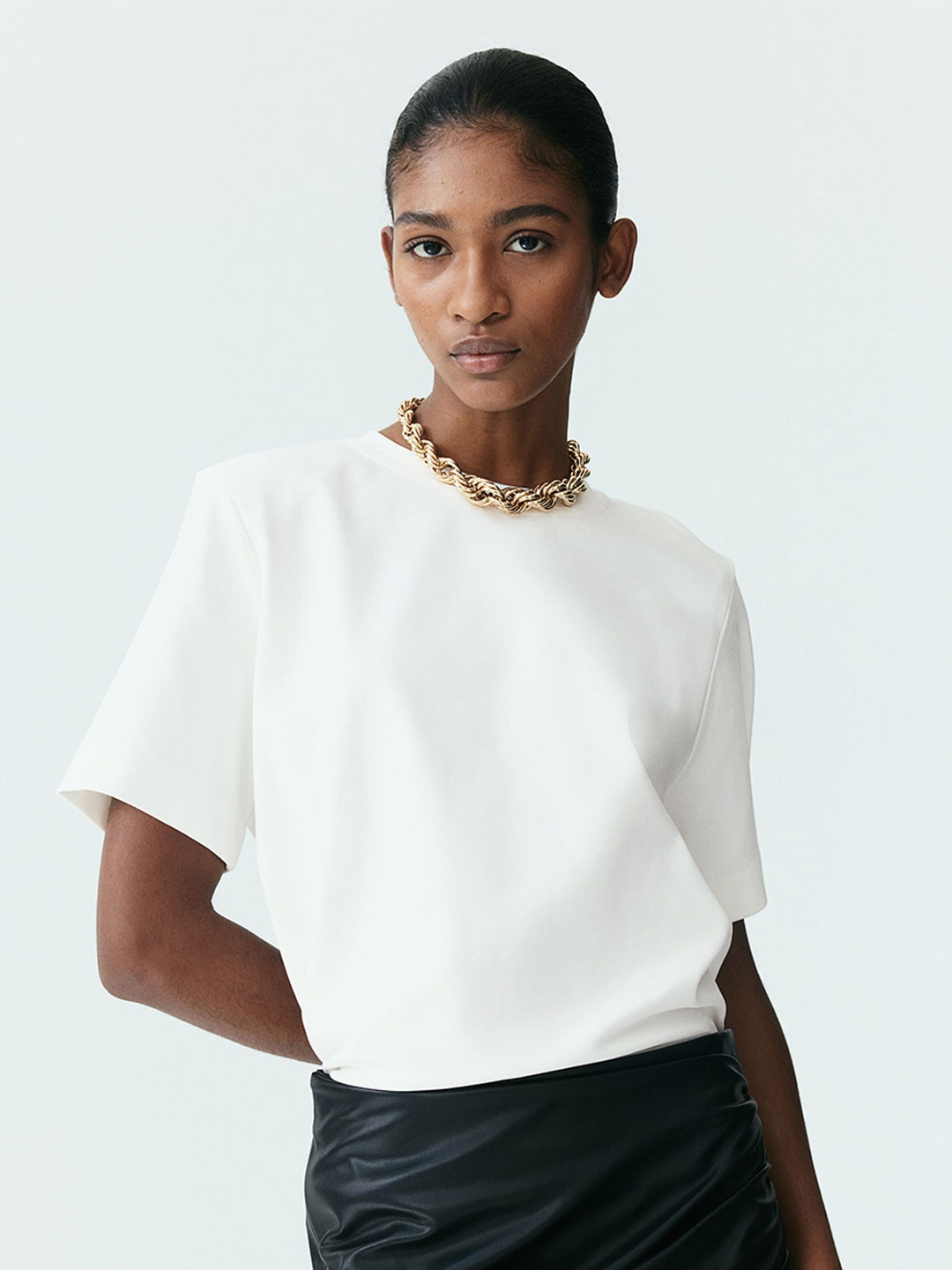 

H&M Shoulder-Pad T-shirt, White