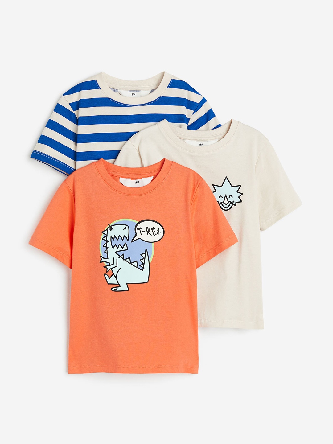 

H&M Boys 3-Pack Pure Cotton T-Shirts, Beige
