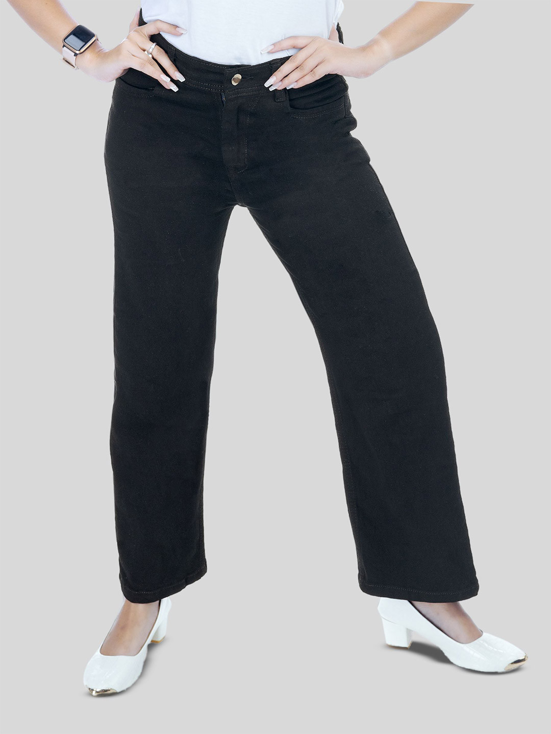 

BAESD Women Jean Straight Fit Cotton Jeans, Black