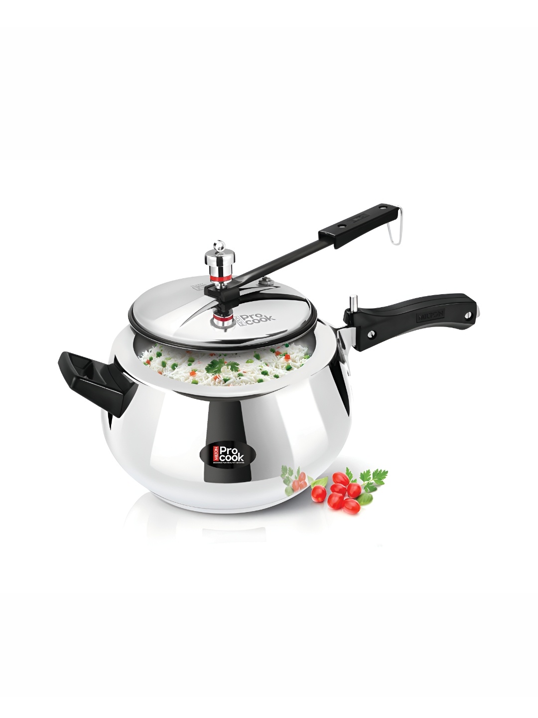 

Milton Silver ProCook Curve Sandwich Bottom Stainless Steel Induction Pressure Cooker-5L