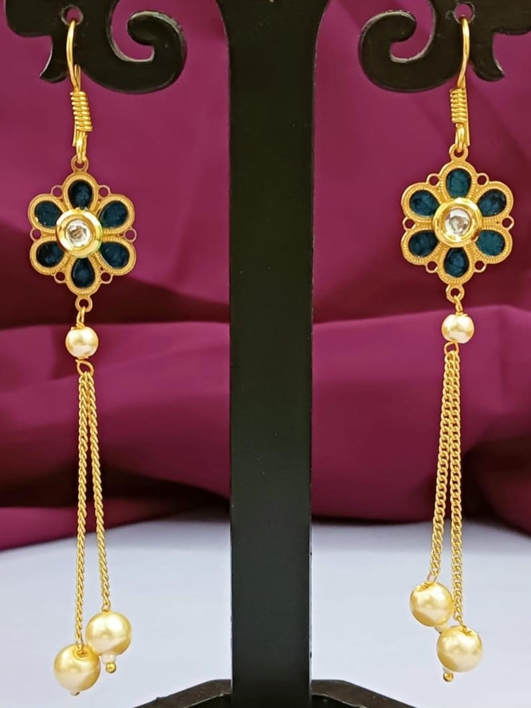 

Efulgenz Gold-Plated Beaded Contemporary Drop Earrings