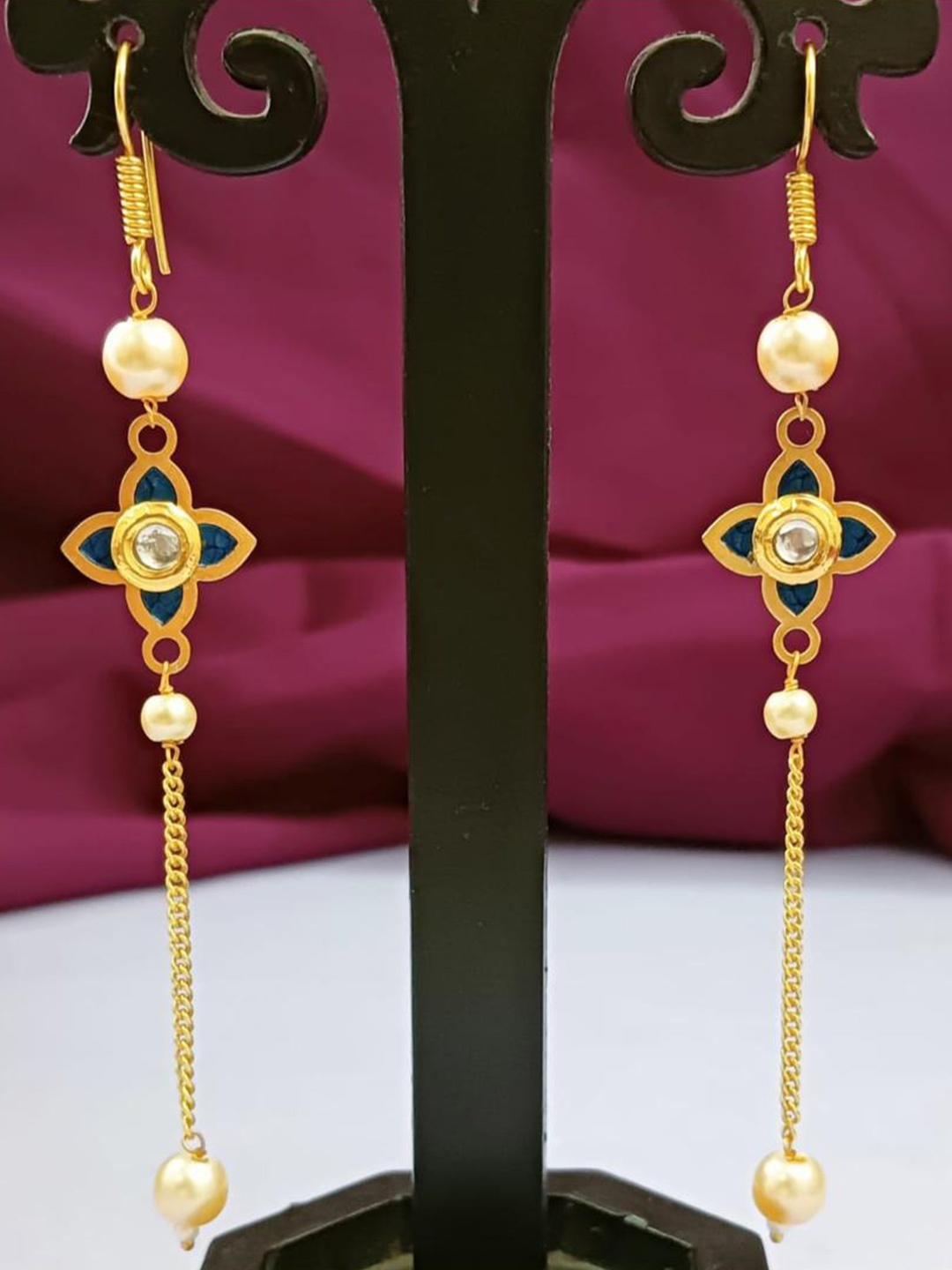 

Efulgenz Gold-Plated Contemporary Drop Earrings, Blue