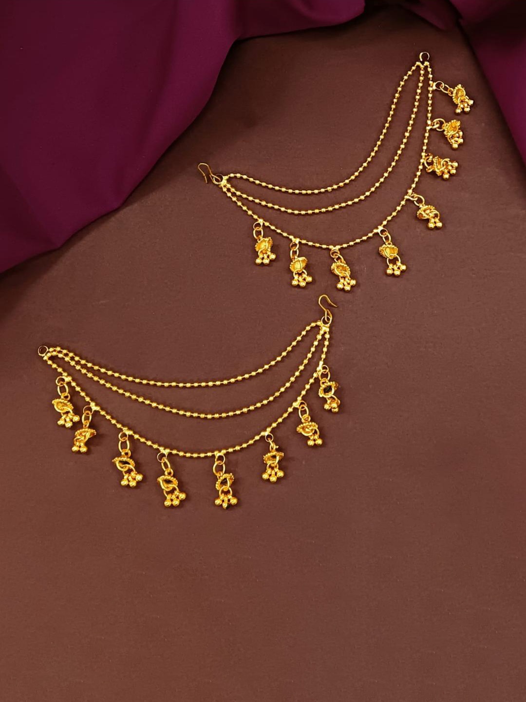 

Efulgenz Gold-Plated Beaded Ear Chains