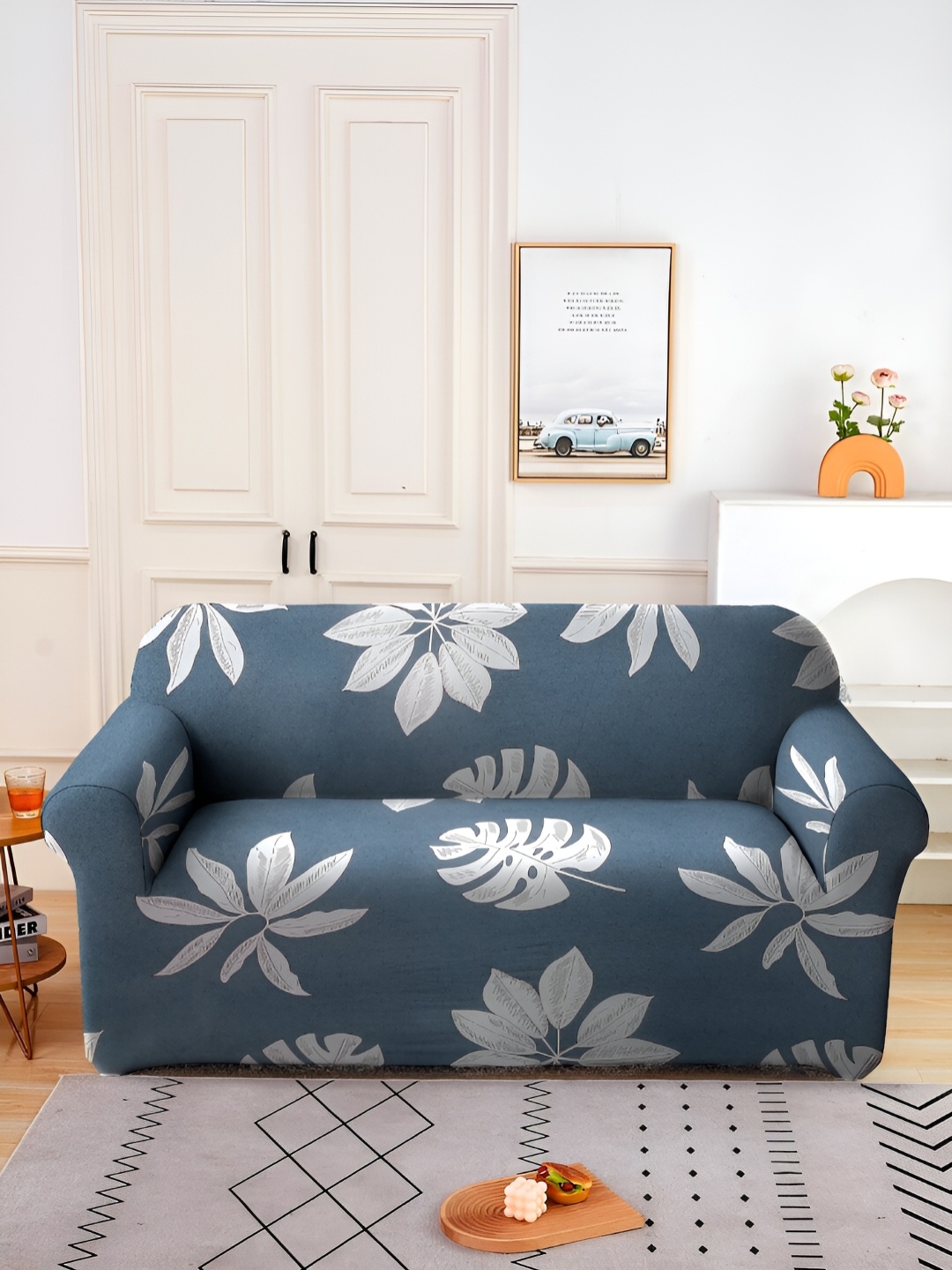 

Aura Grey & White Printed Stretchable 2 Seater Sofa Cover With Arms