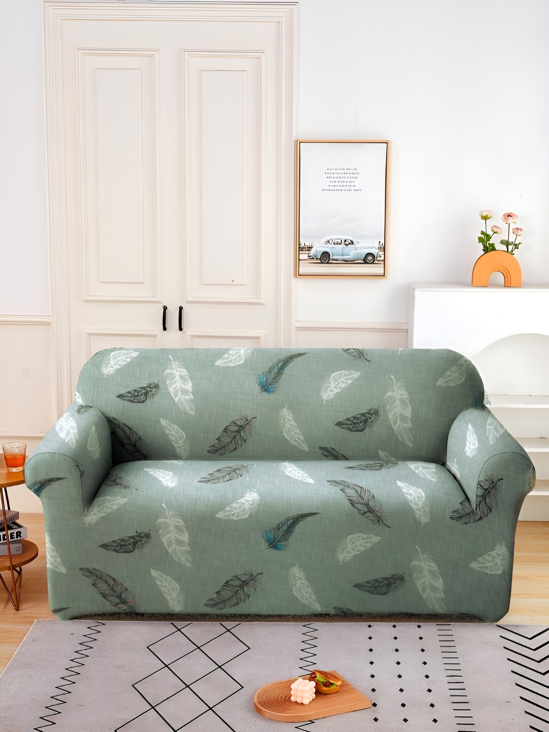 

Aura Green & White Stretchable Printed 2 Seater Sofa Cover
