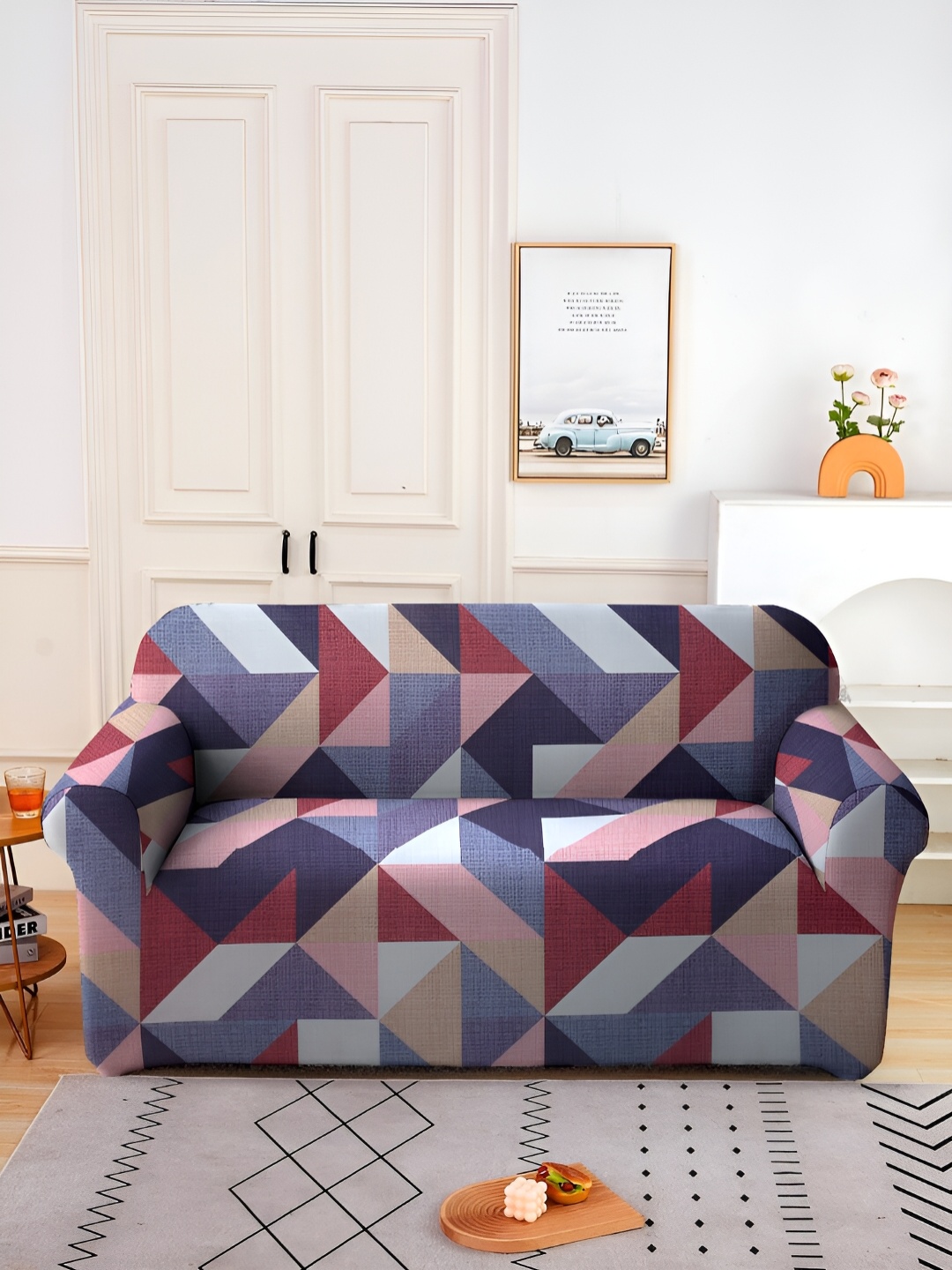 

Aura Blue & Red Stretchable Printed 2 Seater Sofa Cover