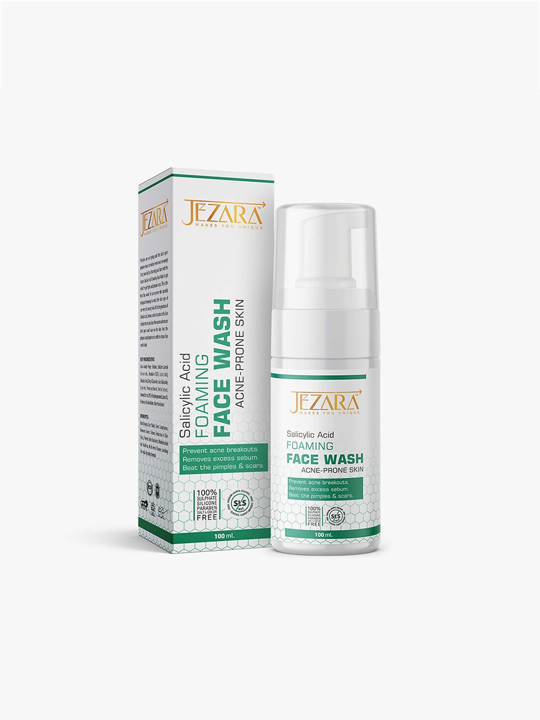 

JEZARA Makes You Unique Salicylic Acid Foaming Face Wash For Acne-Prone skin-100ml, White