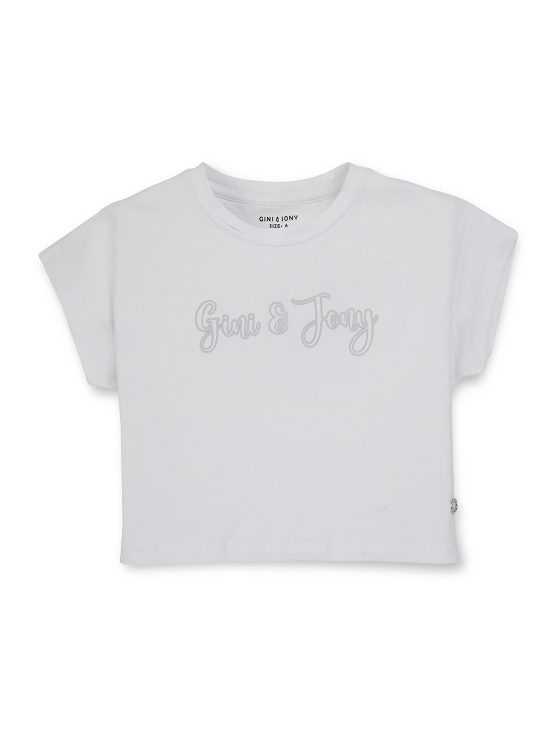 

Gini and Jony Girls White Graphic Printed Cotton Regular Fit Casual T Shirt