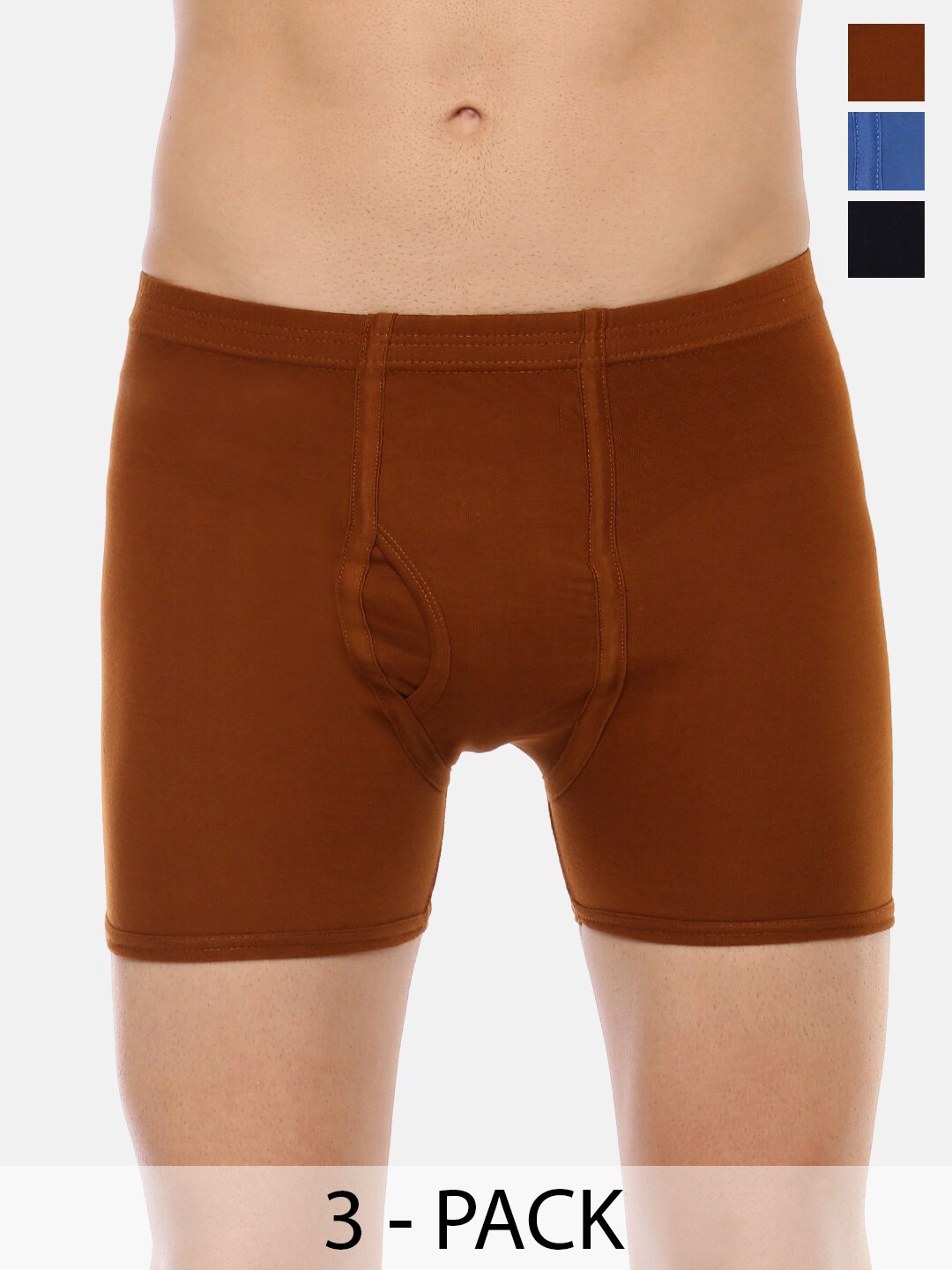 

Dollar Pack Of 3 Lehar Combed Cotton Trunks MLHTR-05-PO3-ASST4, Brown