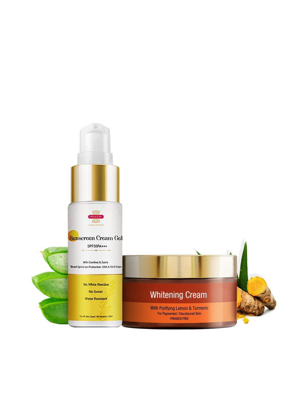 

Inveda 2-Pcs Whitening Cream 75ml & Sunscreen Cream Gel 50ml Combo, Multi