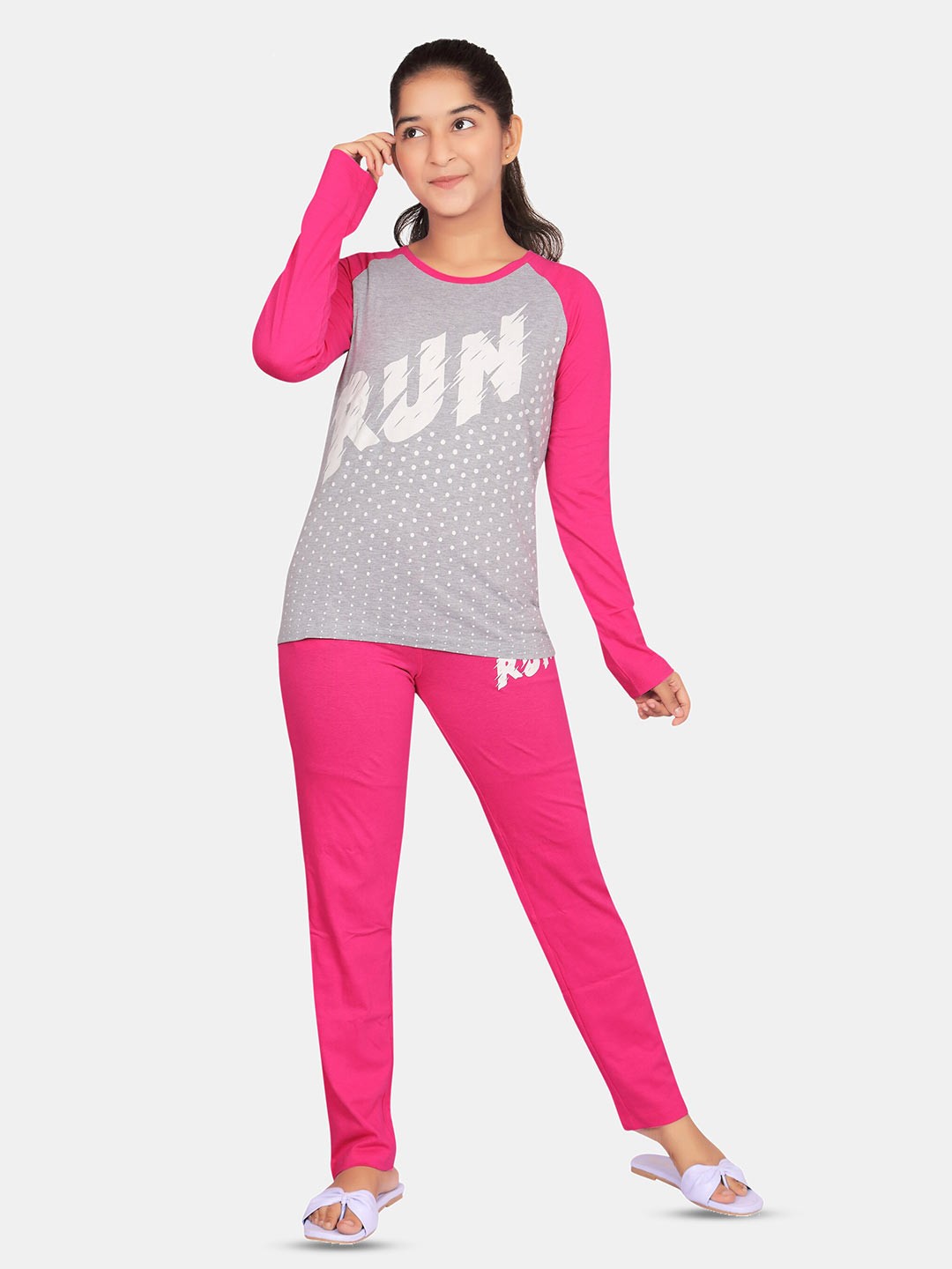

BAESD Girls Colourblocked Pure Cotton T-shirt with Trousers, Pink
