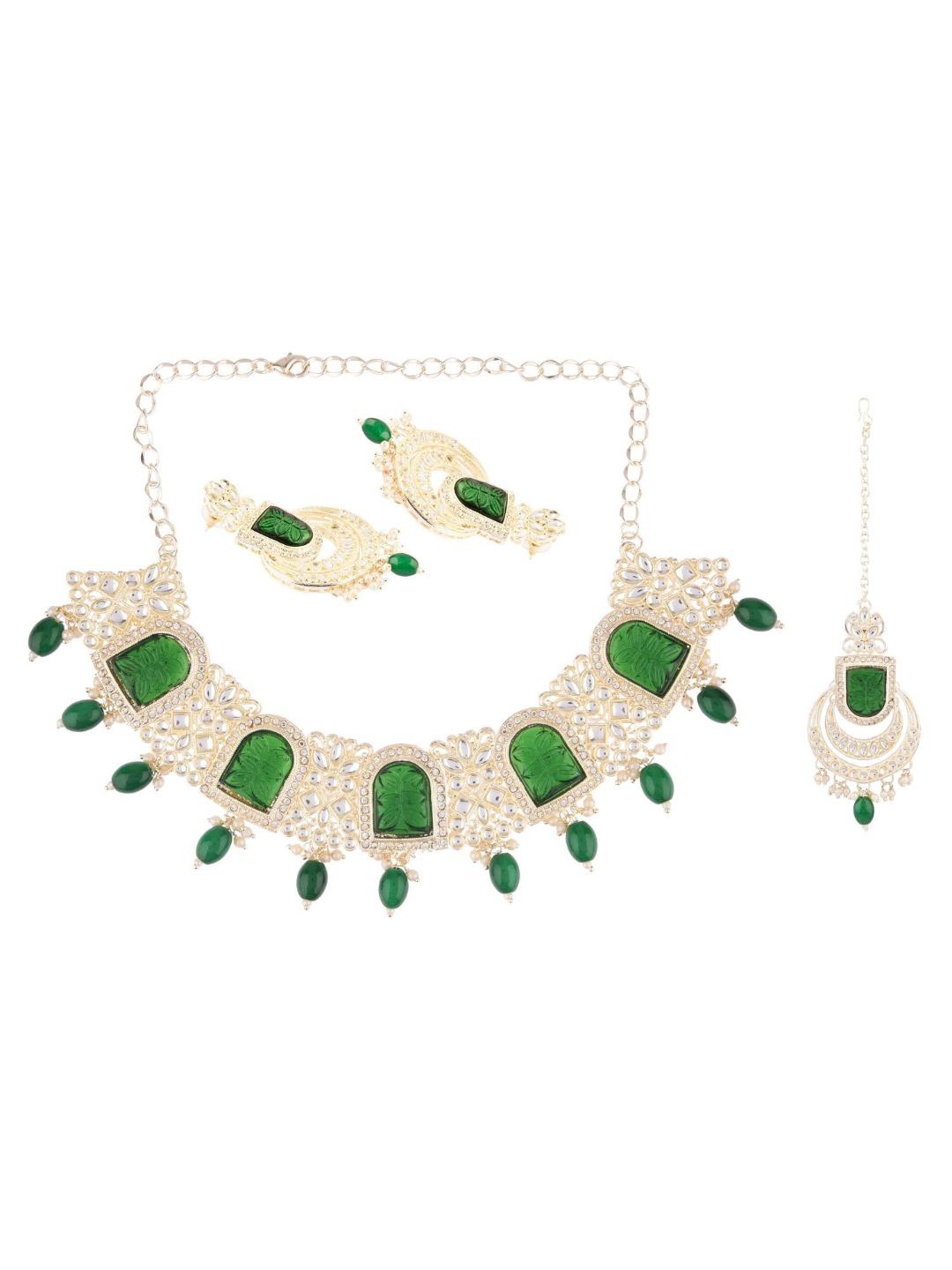 

Efulgenz Crystal & Pearl-Beaded Jewellery Set, Green