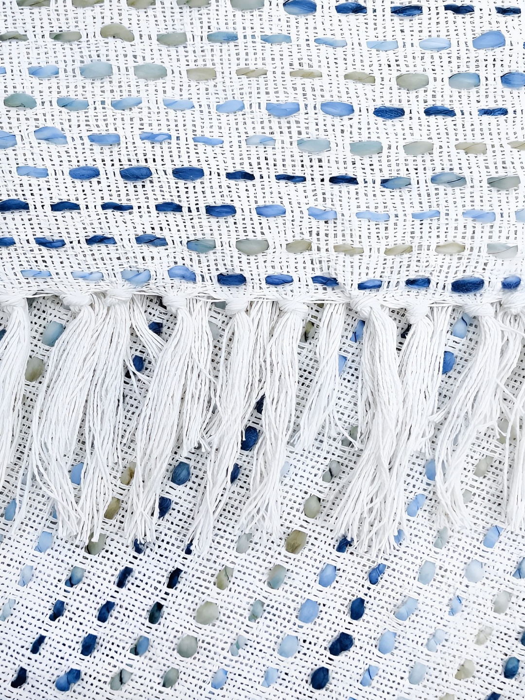 

SAJAVAT Set Of 4 Turquoise Blue & White Woven-Design Cotton Throws