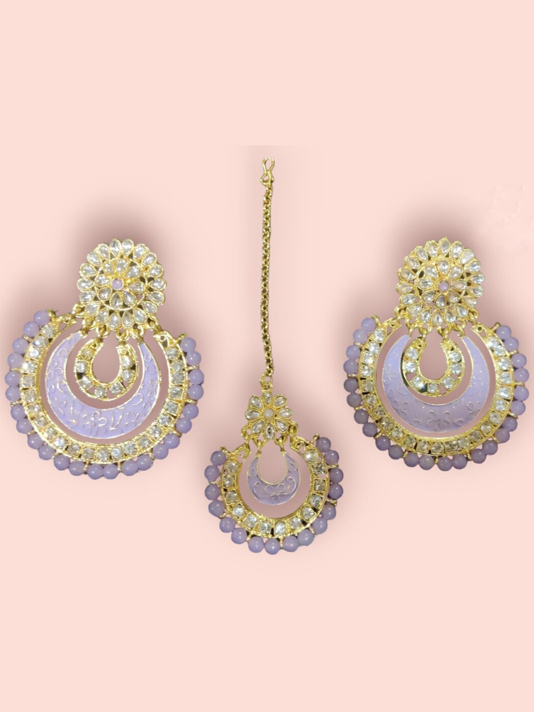 

FIMBUL Kundan Stone Beads Jewellery Set, Gold