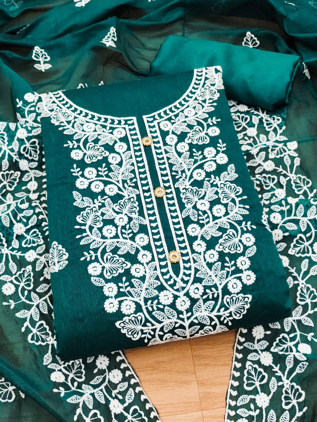 

ZEEPKART Embroidered Unstitched Dress Material, Blue