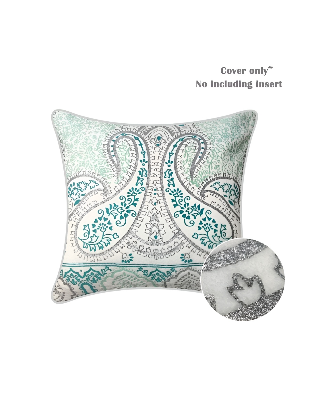 

SAJAVAT White & Blue Floral Printed Velvet Square Cushion Cover