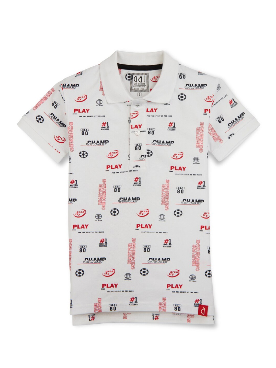 

Gini and Jony Boys Printed Cotton Polo T-shirt, White